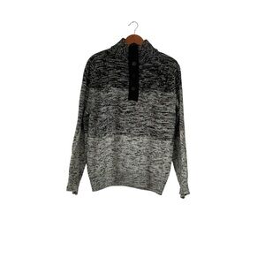 Express Mens 1/4 Zip Pullover Sz L Gray/Black Mock Neck Knit Preppy Y2K Everyday